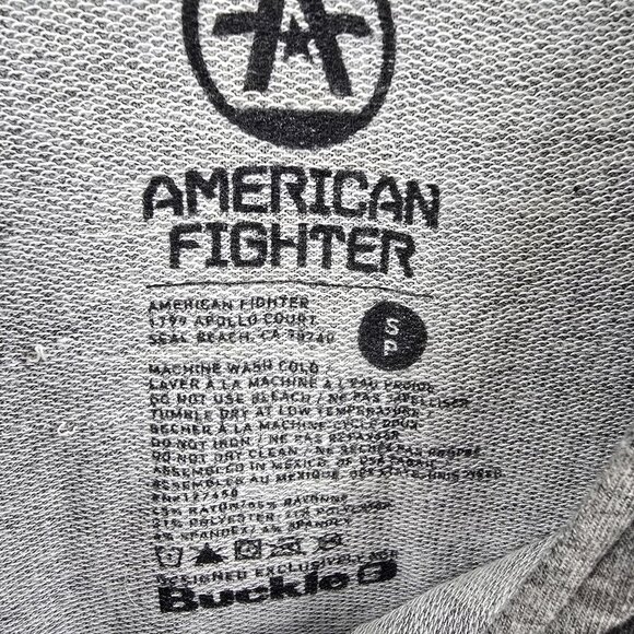 American Fighter Womens Heather Gray Hooded Graphic Tee Small Cotton Blend - Picture 3 of 6